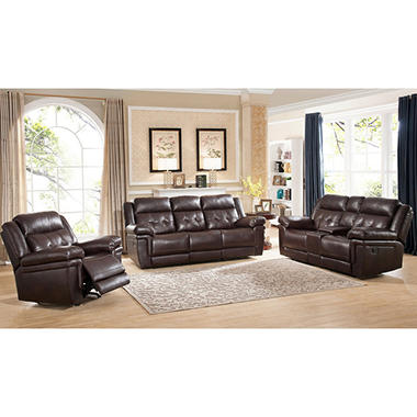 Clarence 3 Piece Reclining Sofa, Loveseat and Chair Set
