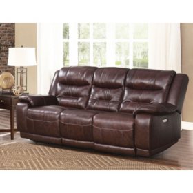 Chandler Top Grain Leather Power Sofa With Usb Port Sam S Club