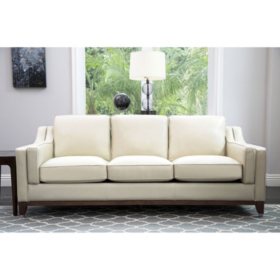 Laughlin Top Grain Leather Sofa Cream Sam S Club