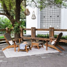 Cambridge Casual Teak and Wicker 4-Piece Adirondack Patio Set