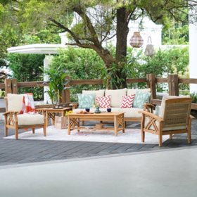 Cambridge Casual Salinas Teak Patio Set with Tan Cushions, 5pc