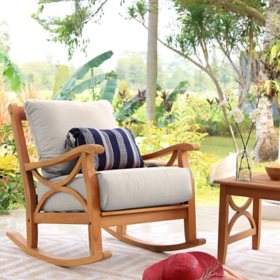 Cambridge Casual Catalina Teak Deep Seating Rocker with Beige Cushion