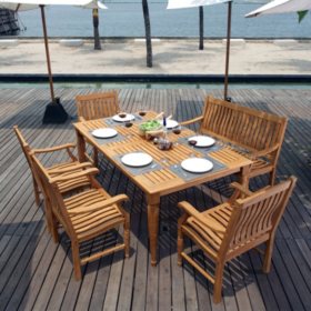 Cambridge Casual Pacific Teak Outdoor Dining Patio Set, 6pc