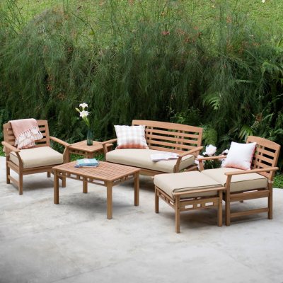 Sunnyhills Teak 6-Piece Chat Patio Sofa Set