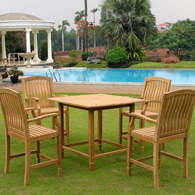 Teak bar deals height patio set