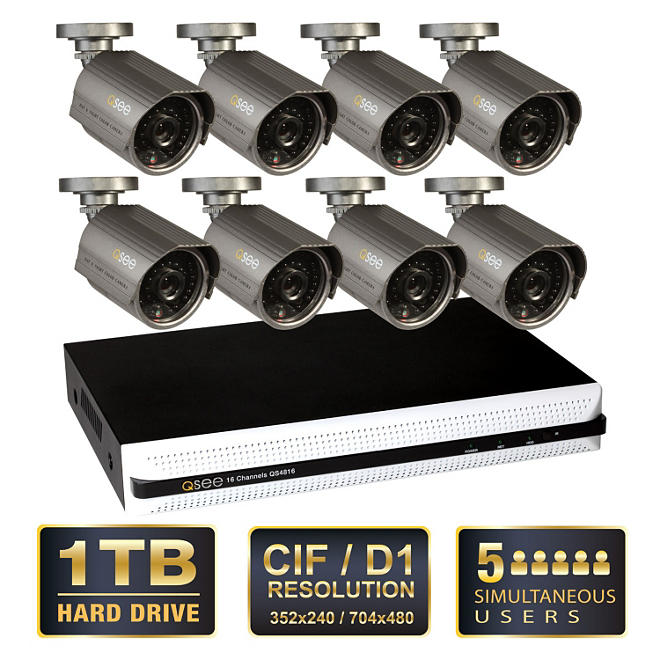 Q-See 16 Channel Security System with 1TB Hard Drive and 8 600TVL Cameras