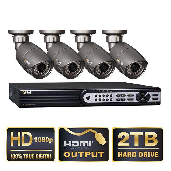 Q-See 4 Channel HD SDI Security System with 2TB Hard Drive, 4 1080p Cameras, and 120' Night Vision