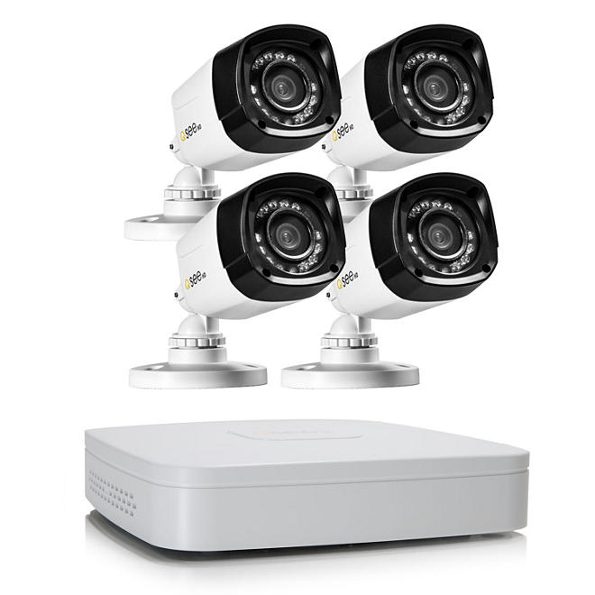 Q-See 4 Channel 720p HD Security System with 1TB Hard Drive, 4 720p Bullet Cameras, and 80' Night Vision