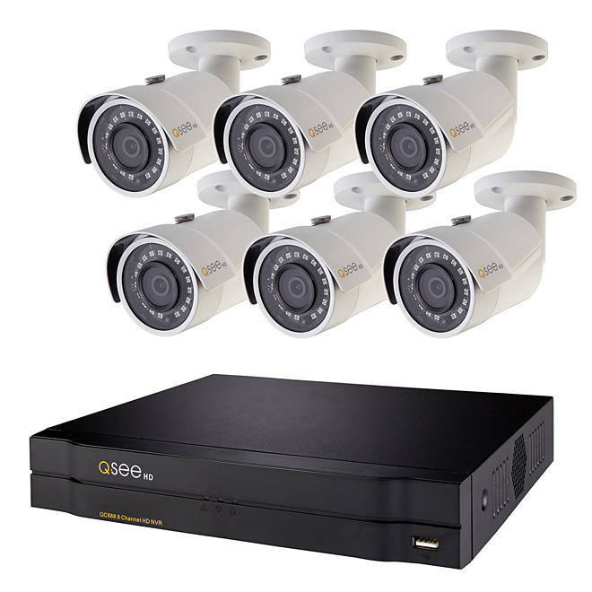 Q-See 8-Channel 5MP NVR Surveillance System with 2TB Hard Drive, 6-Camera 5MP Indoor/Outdoor Cameras
