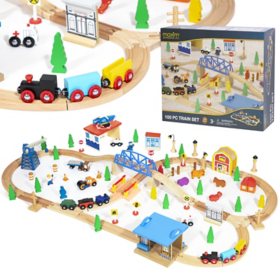 100 Piece Wooden Train Set