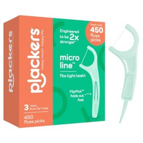 Plackers Micro Line Dental Floss Picks, Mint, 450 ct.