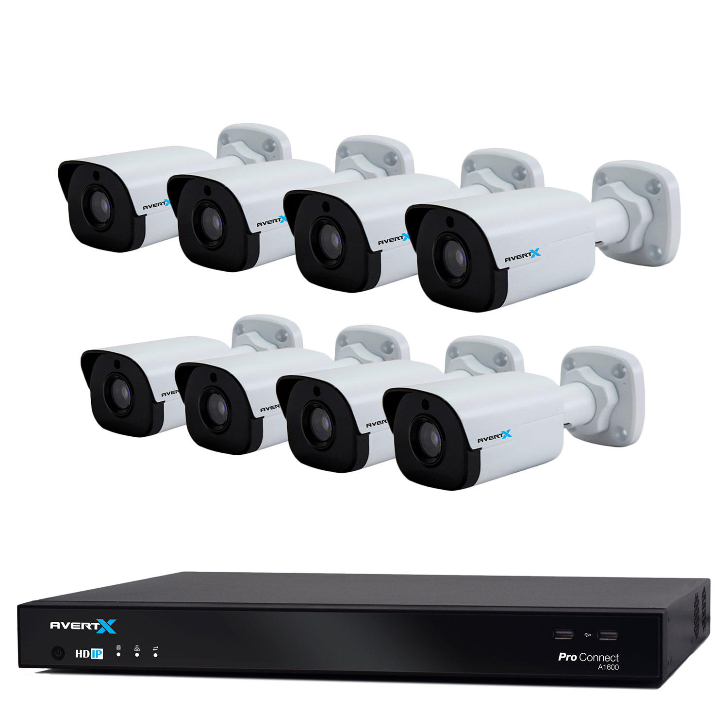 AvertX 16-Channel Cloud Connected Security System with 8TB HDD, 8 4MP Bullet Cameras