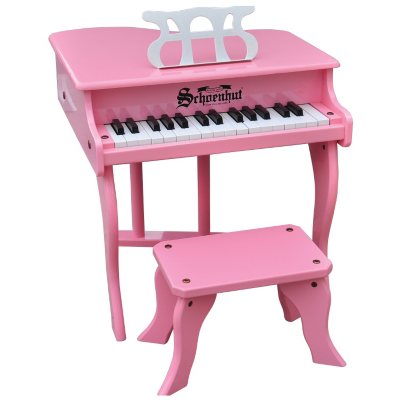 Schoenhut Pony Baby Grand Pink Piano - Mini Teclado de Piano de 25 Teclas  com Banco - Piano Desenvolve Habilidades Básicas de Jogar e Coordenação  Mão-Olho com Sistema de Aprendizagem Tri-Play