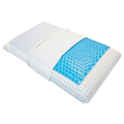 Queen Size Cool Gel Ventilated Memory Foam Pillow with Zippered Knit Cover