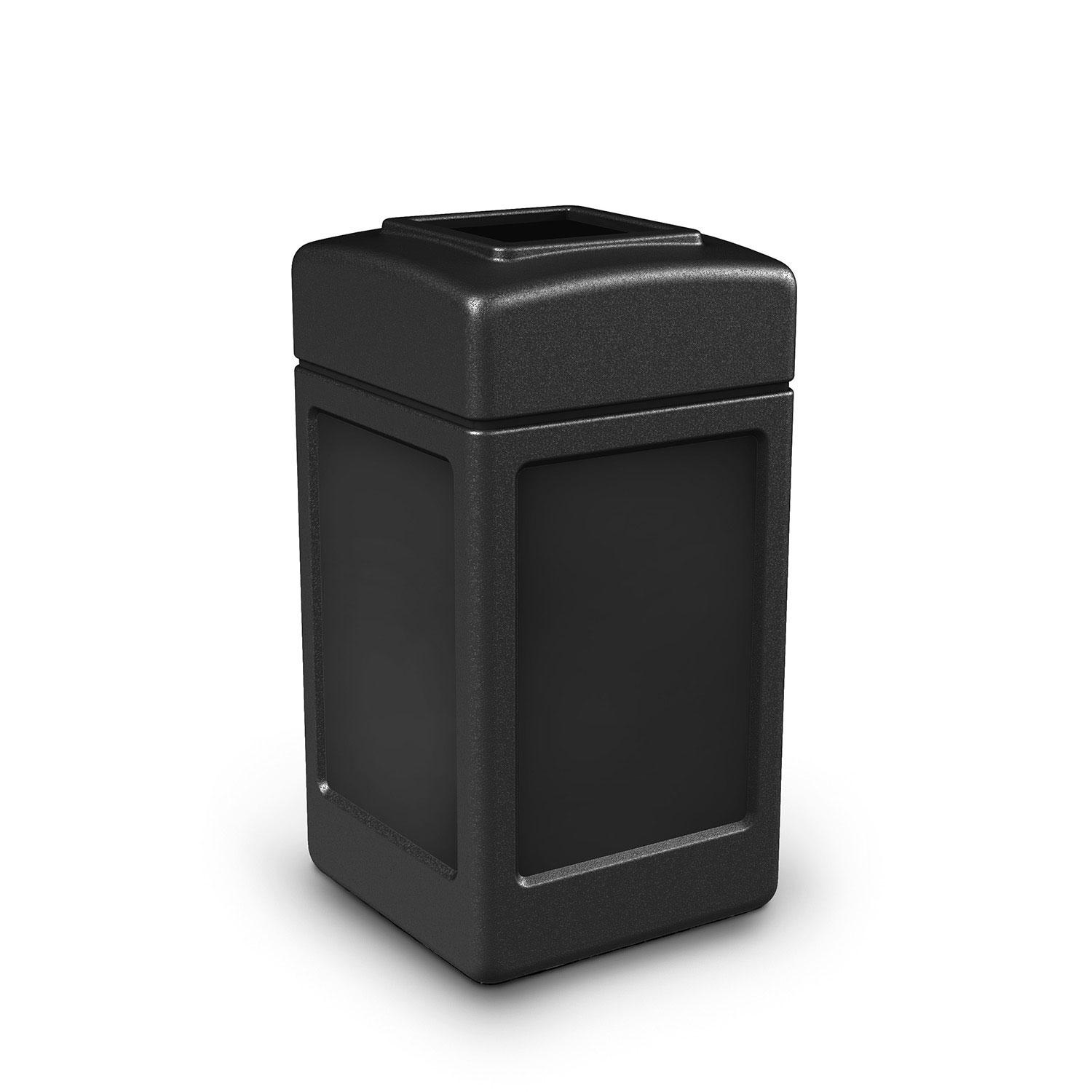 Commercial Zone Square Waste Container, Open Top Lid, Polyethylene, 42-gal, Black