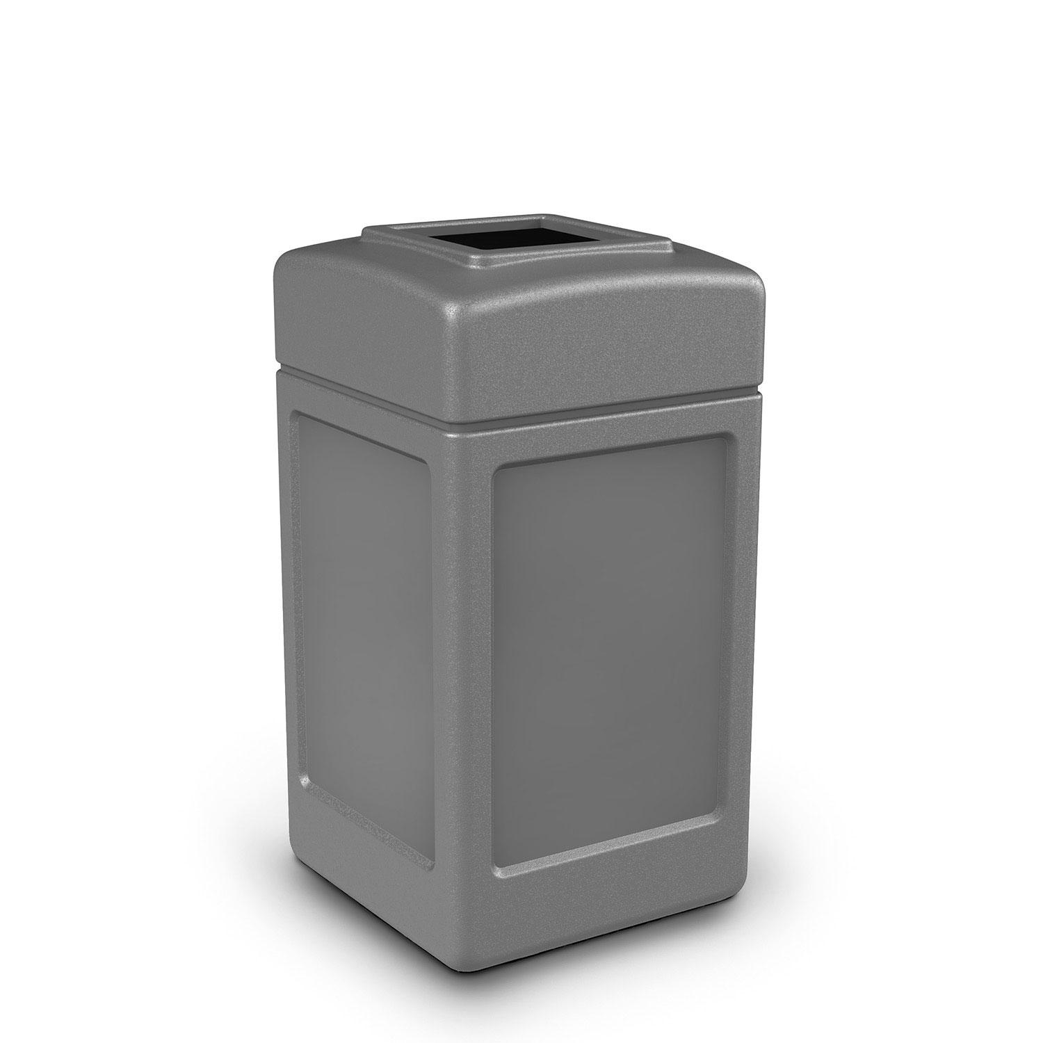 Commercial Zone Square Waste Container, Open Top Lid, Polyethylene, 42-gal, Gray