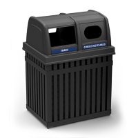 ArchTec Parkview Double Trash/Recycle Bin - Black - 50 gal.