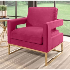 Jupiter Velvet Armchair with Stainless Steel Base, Assorted Colors
