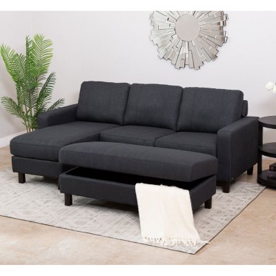 Kristen Fabric Reversible Sectional and Storage Ottoman - Sam's Club