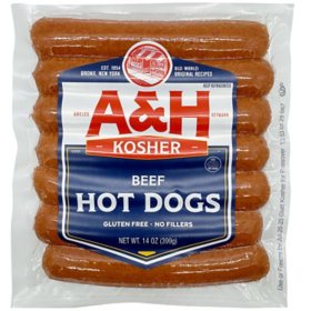 A&H Kosher Beef Hot Dogs, 2 oz, 21 ct.