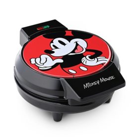 Mickey Mouse 7" Round Waffle Maker, Ceramic Non-Stick Cooking Plates		