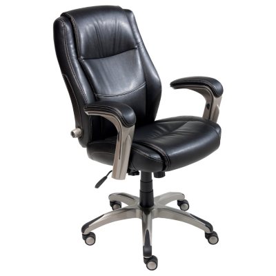 Serta Leather Memory Foam Manager s Chair Black Sam s Club