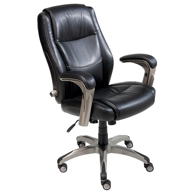 Serta Leather Memory Foam Manager's Chair - Black 