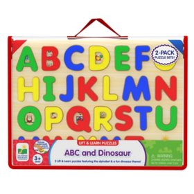 Lift & Learn Puzzles: ABCs and Dinosaurs, 34 Piece