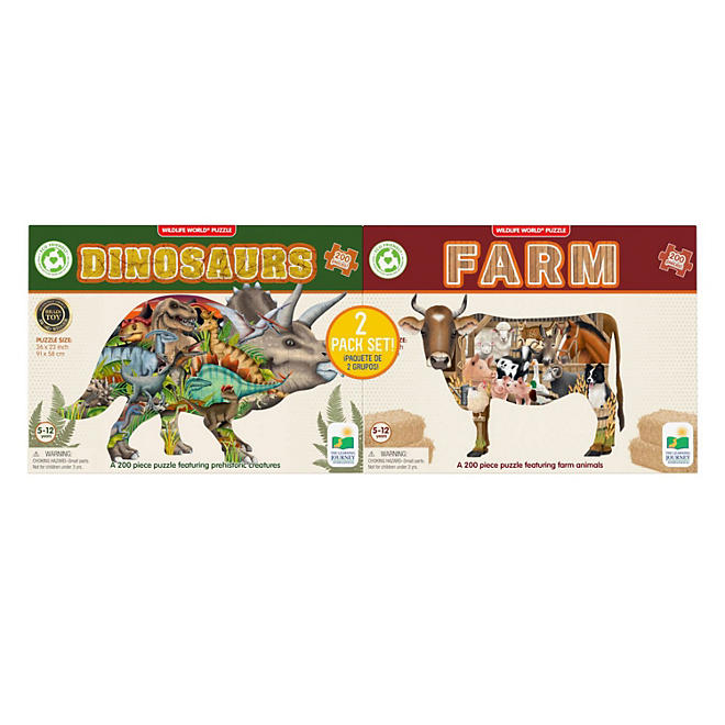 Dinosaurs and Farm Large Floor Puzzles, 400 Pieces