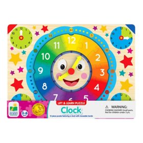 Lift & Learn Puzzles: Clock and Continents, 34 Piece