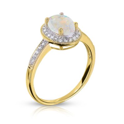 .50 ct. Opal and .15 ct. t.w. Diamond Ring in 14K Yellow Gold