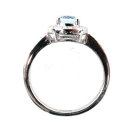 1.00 ct. Aquamarine and Diamond Ring in 14k White Gold