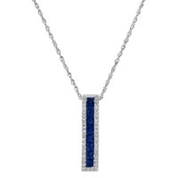 Sapphire Pendant with Diamonds in 14K White Gold