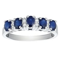 Oval Shaped Sapphire Ring with Diamonds in 14K White Gold
