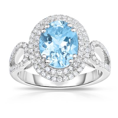 aquamarine diamonds ring 14k oval shaped gold samsclub