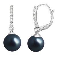 10.5-11MM Tahitian Pearl Earrings with Diamonds in 18K White Gold