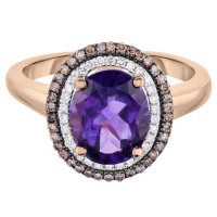 Oval Amethyst and 0.30 CT. T.W. Diamond Ring in 14 Karat Rose Gold