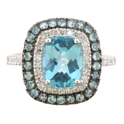 IRRI BLUE TOPAZ RING .17TW DIAMOND-925 - Sam's Club