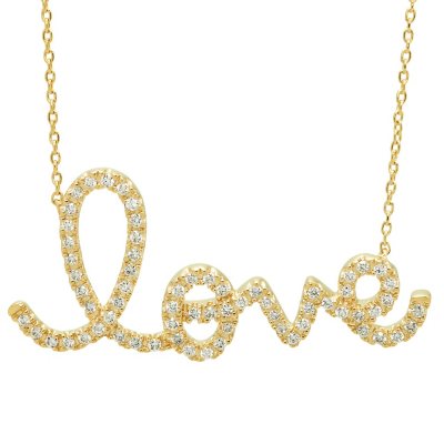 Love Necklace Diamante Gold Colour Chain