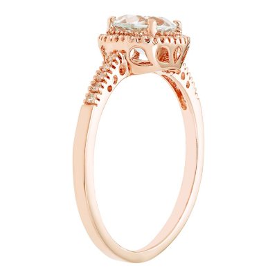 Aquamarine and 0.13CT. T.W. Diamond Ring in 14K Rose Gold - Sam's Club