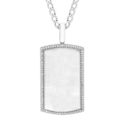 0.27 CT. T.W. Diamond Dog Tag Pendant in Sterling Silver