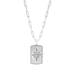 0.31 CT. T.W. Northstar Diamond Dog Tag Pendant in Sterling Silver