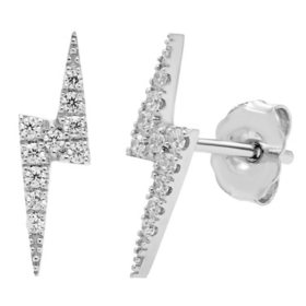 0.15 CT. T.W. Diamond Lightning Bolt Earrings in Sterling Silver