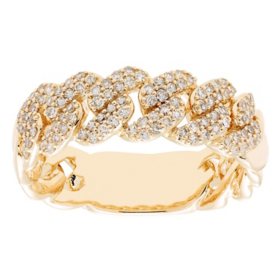 0.40 CT. T.W. Cuban Link Diamond Ring in 14K Yellow Gold Ring