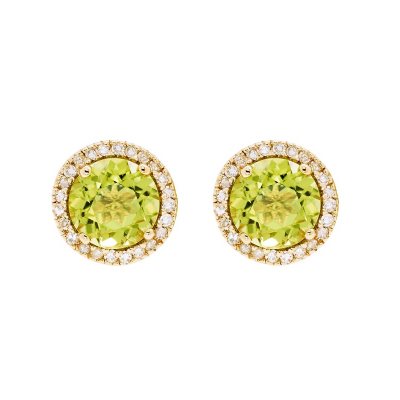 Peridot and 0.14 CT. TW. Diamond Earrings in 14K Yellow Gold