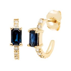 Sapphire and 0.12 CT. TW Diamond Earrings in 14K Yellow Gold