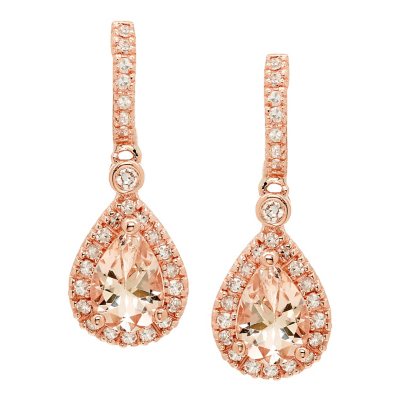 Morganite & 0.27 CT. T.W. Diamond Tear Drop Earrings in 14K Rose