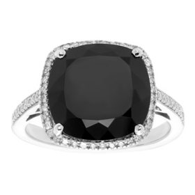 Black Onyx & 0.21 CT. T.W. Diamond Ring in Sterling Silver		