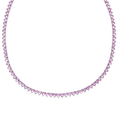 Pink sapphire tennis deals necklace