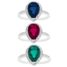 Pear Cut Lab Created Gemstone & 0.19 CT. T.W. Diamond Ring in 14K Gold
